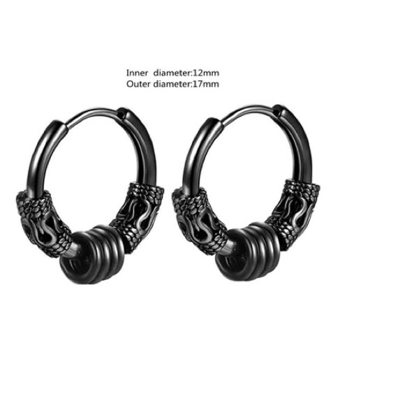 Beads Filigree Hoop Earrings for Men Stainless Steel Earrings - Picture 3 of 3
